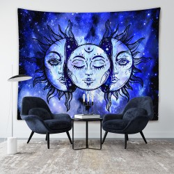 Mavi Güneş ve Ay Duvar Örtüsü