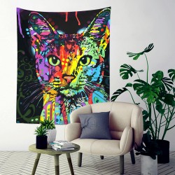Renkli Kedi Duvar Örtüsü  Renkli Kedi Duvar Örtüsü