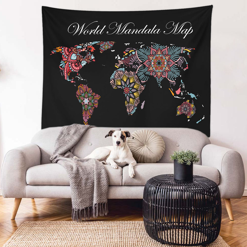 World Mandala Map Duvar Örtüsü