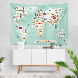 Travel Map Duvar Örtüsü 
