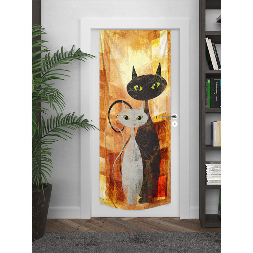 Kahverengi Kediler Kapı Örtüsü 75x200 cm