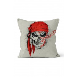 K-250 Kırmızı Bandana Kurukafa Çift Tarafı Baskılı Kırlent Kılıfı K-250 Kırmızı Bandana Kurukafa Çift Tarafı Baskılı Kırlent Kılıfı