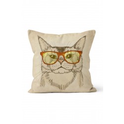 K-267 Led Gözlüklü Kedi Çift Tarafı Baskılı Kırlent Kılıfı K-267 Led Gözlüklü Kedi Çift Tarafı Baskılı Kırlent Kılıfı