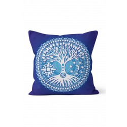 K-279 Mavi Hayat Ağacı Mandala  Çift Tarafı Baskılı Kırlent Kılıfı K-279 Mavi Hayat Ağacı Mandala  Çift Tarafı Baskılı Kırlent Kılıfı