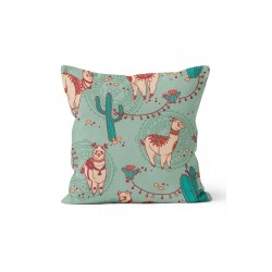 K-550 Lama ve Kaktüs Çift Tarafı Baskılı Kırlent Kılıfı K-550 Lama ve Kaktüs Çift Tarafı Baskılı Kırlent Kılıfı