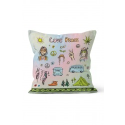 K-570 Hippi Peace Çift Tarafı Baskılı Kırlent Kılıfı K-570 Hippi Peace Çift Tarafı Baskılı Kırlent Kılıfı