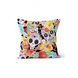 K-594 Floral Skull Çift Tarafı Baskılı Kırlent Kılıfı K-594 Floral Skull Çift Tarafı Baskılı Kırlent Kılıfı