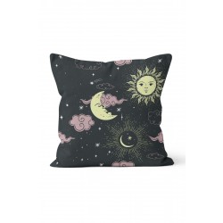 K-696 Ay Güneş Bulut Çift Tarafı Baskılı Kırlent Kılıfı K-696 Ay Güneş Bulut Çift Tarafı Baskılı Kırlent Kılıfı