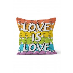 K-905 Love Is Love Çift Tarafı Baskılı Kırlent Kılıfı