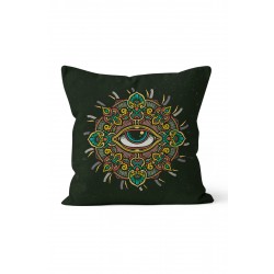 K-908 Mandala Göz Çift Tarafı Baskılı Kırlent Kılıfı