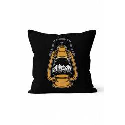 K-911 Manzaralı Gaz Lambası Çift Tarafı Baskılı Kırlent Kılıfı