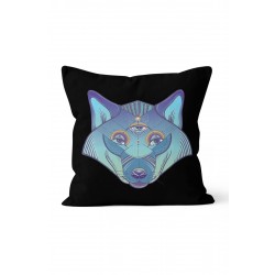 K-914 Mavi Kur Kafası Çift Tarafı Baskılı Kırlent Kılıfı