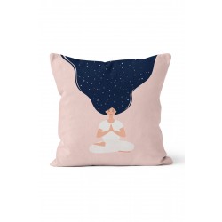 K-919 Meditasyon ve Yıldızlar Çift Tarafı Baskılı Kırlent Kılıfı