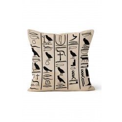 K-925 Mısır Antik Simgeler Çift Tarafı Baskılı Kırlent Kılıfı