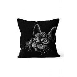 K-955 Siyah Kedi Çizim Çift Tarafı Baskılı Kırlent Kılıfı K-955 Siyah Kedi Çizim Çift Tarafı Baskılı Kırlent Kılıfı