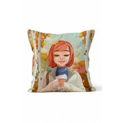 K-958 Sonbahar Atmosfer Kadın Çift Tarafı Baskılı Kırlent Kılıfı K-958 Sonbahar Atmosfer Kadın Çift Tarafı Baskılı Kırlent Kılıfı