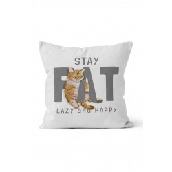 K-962 Stay Fat Kedi Çift Tarafı Baskılı Kırlent Kılıfı K-962 Stay Fat Kedi Çift Tarafı Baskılı Kırlent Kılıfı