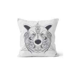 K-966 Süslü Ayı Kafası Çift Tarafı Baskılı Kırlent Kılıfı K-966 Süslü Ayı Kafası Çift Tarafı Baskılı Kırlent Kılıfı