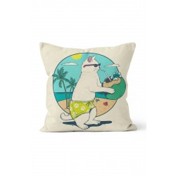 K-969 Tatil Kedi Çift Tarafı Baskılı Kırlent Kılıfı K-969 Tatil Kedi Çift Tarafı Baskılı Kırlent Kılıfı