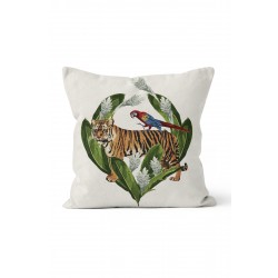 K-979 Tropikal Kaplan ve Papağan Çift Tarafı Baskılı Kırlent Kılıfı K-979 Tropikal Kaplan ve Papağan Çift Tarafı Baskılı Kırlent Kılıfı